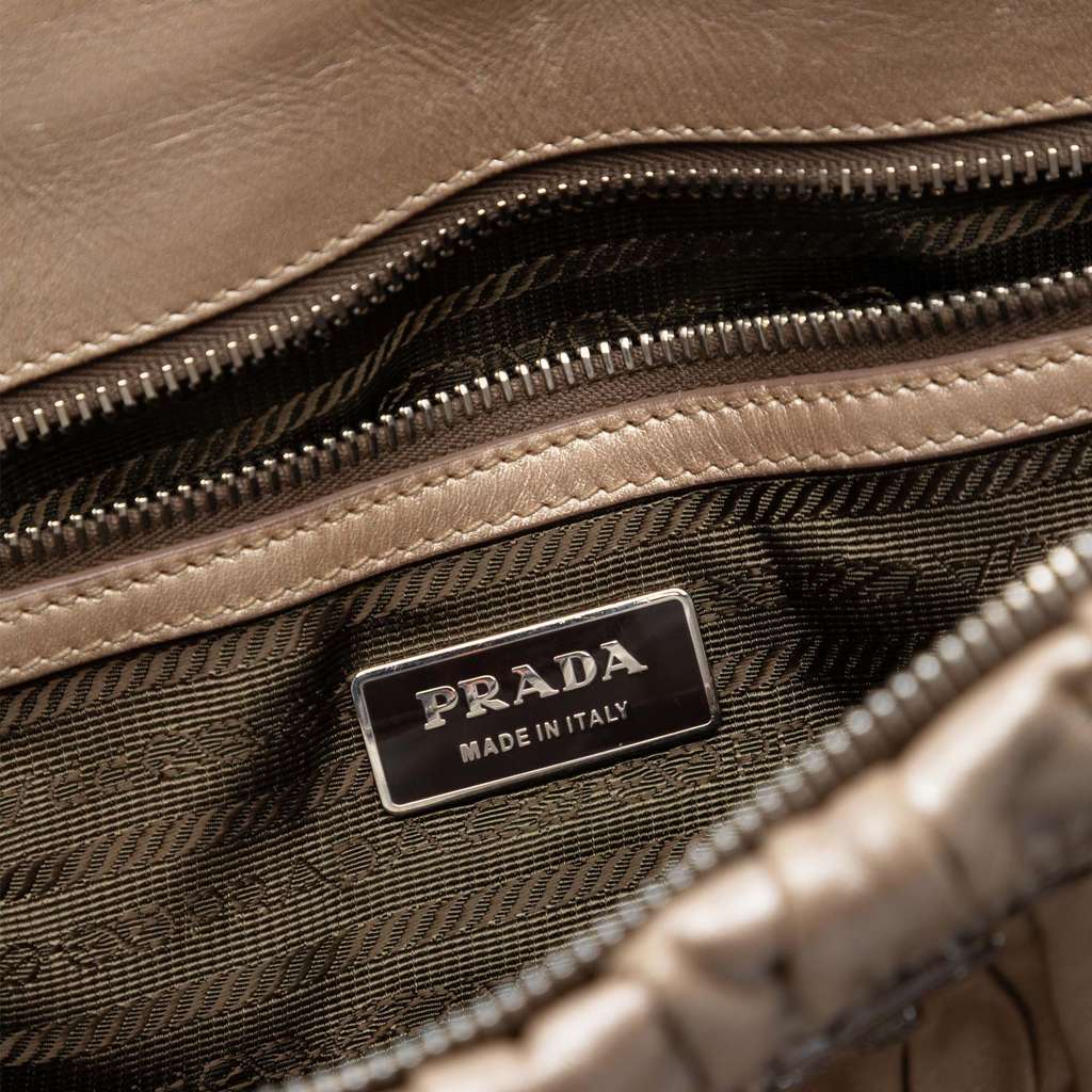 Prada Nappa Gaufre Satchel Gold Leather Very good - Box View