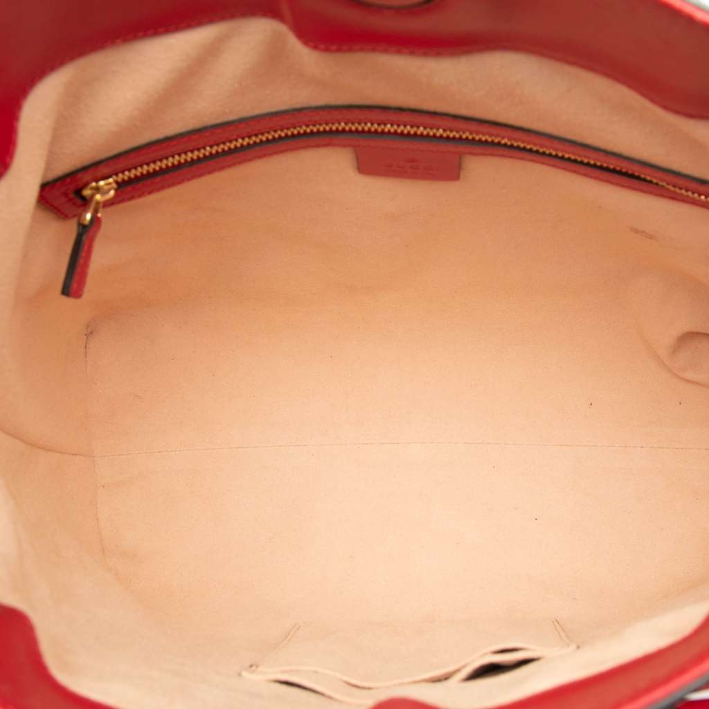 Gucci Guccissima Linea A Fold Over Satchel Red Leather Very good - Model View