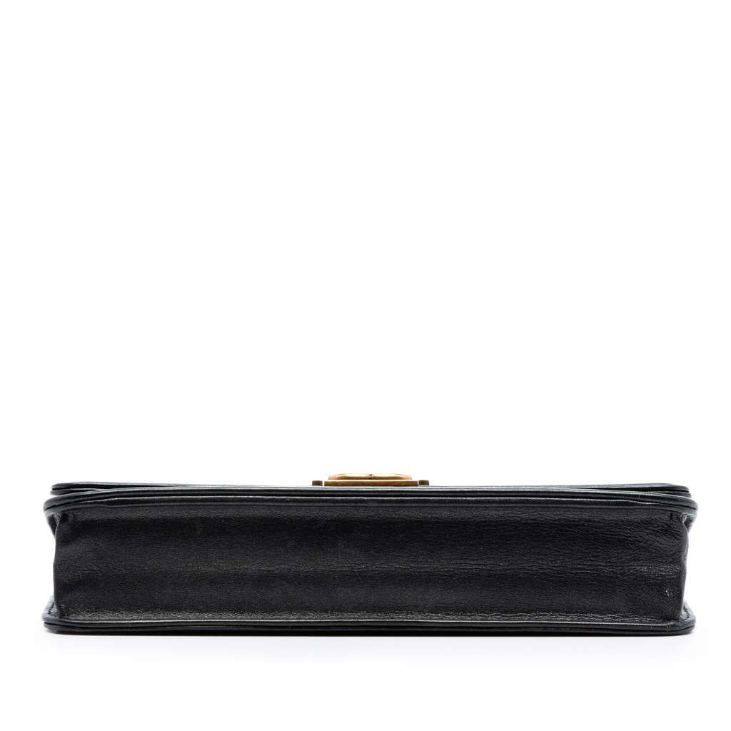 Chanel Quilted Lambskin Double Stitch Boy Wallet On Chain Black Leather Very good - Inside View