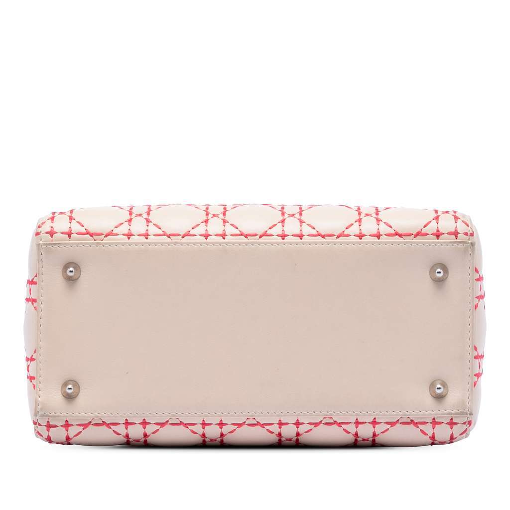 Dior Medium Lambskin Cannage Stitched Lady Dior Beige Leather Very good - Inside View