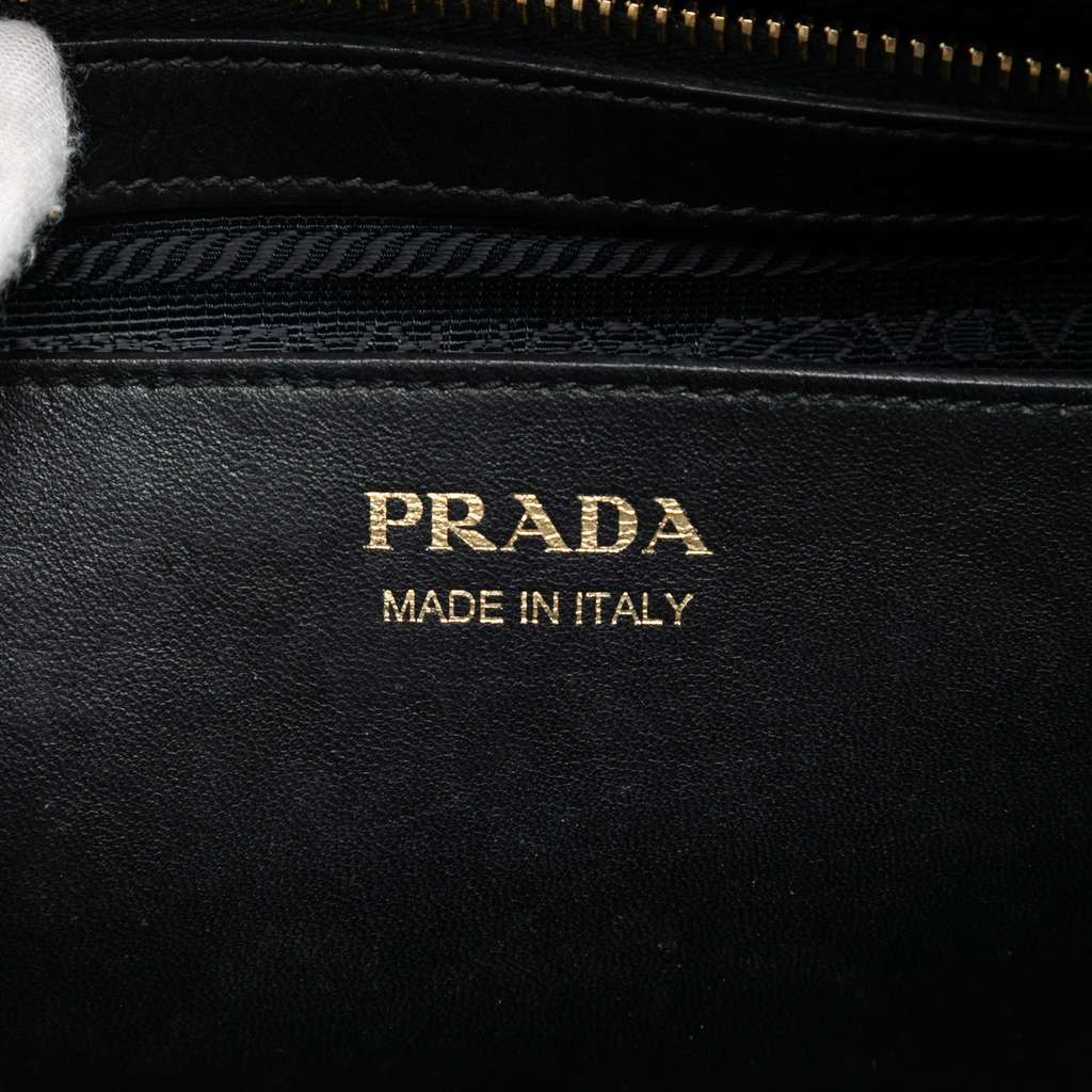 Prada Medium Saffiano Trimmed City Calf Greca Esplanade Satchel Blue Leather Very good - Box View