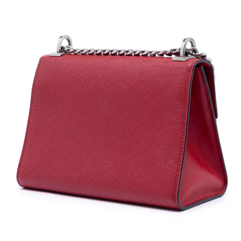Prada Saffiano Cuir Monochrome Envelope Crossbody Red Leather Very good - Back View