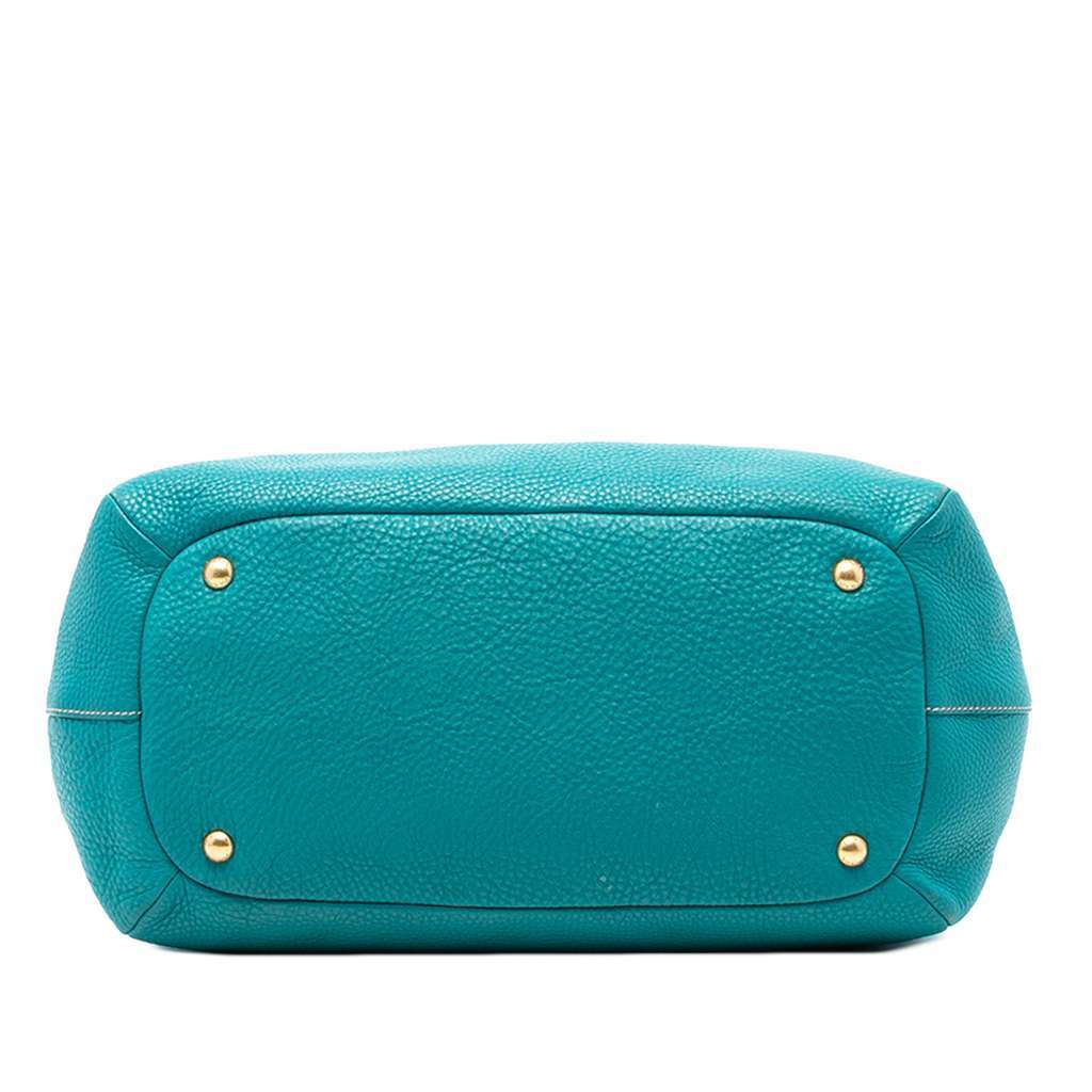 Prada Vitello Daino Zip Top Satchel Blue Leather Very good condition - Inside View