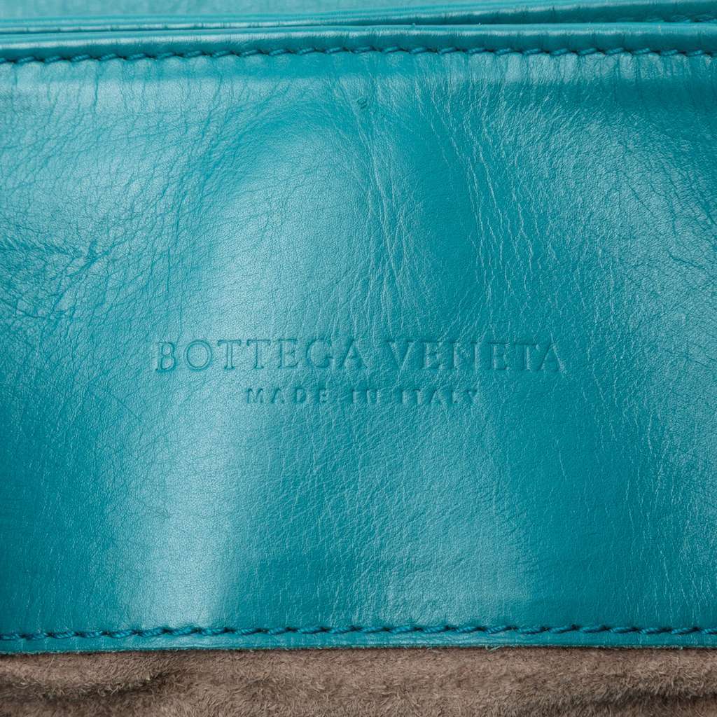 Bottega Veneta Small Nappa Intrecciato Roma Satchel Blue Leather Very good - Box View