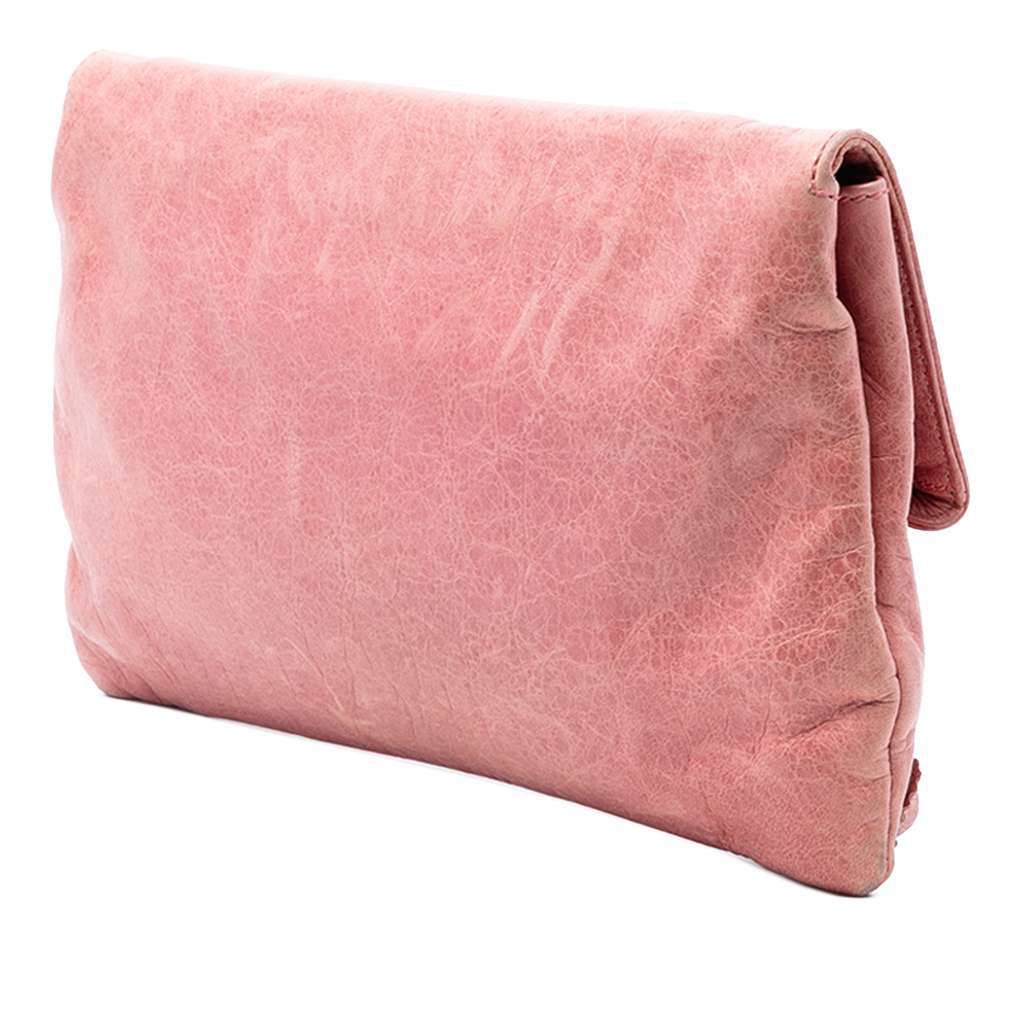 Balenciaga Lambskin Motocross Giant 21 Brogues Envelope Clutch Pink Leather Very good - Back View
