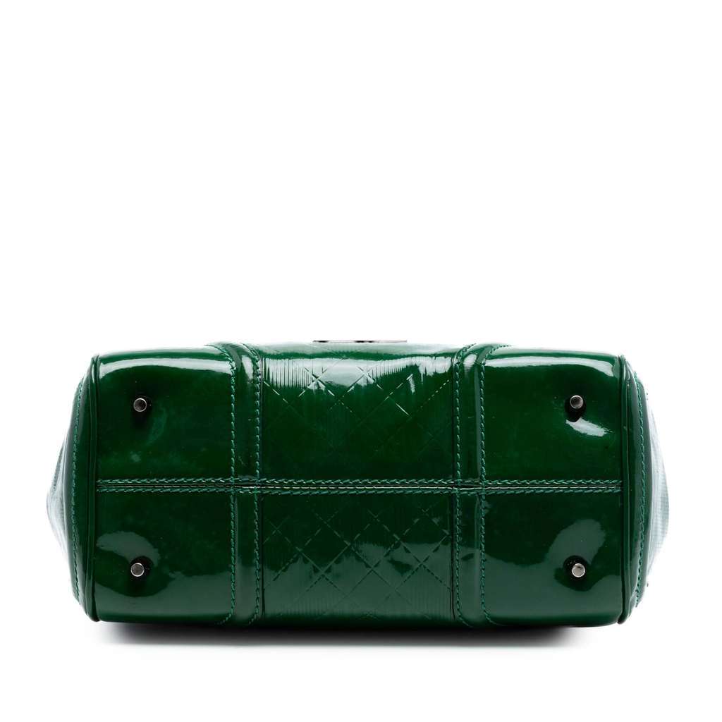 Burberry Medium Embossed Patent Anford Satchel Green Leather Very good condition - Inside View
