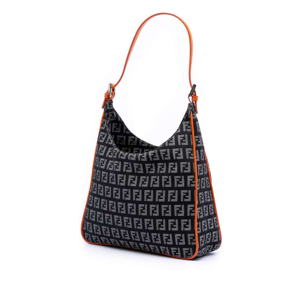 Fendi Zucchino Canvas Shoulder Bag Grey Canvas Very good - Back View