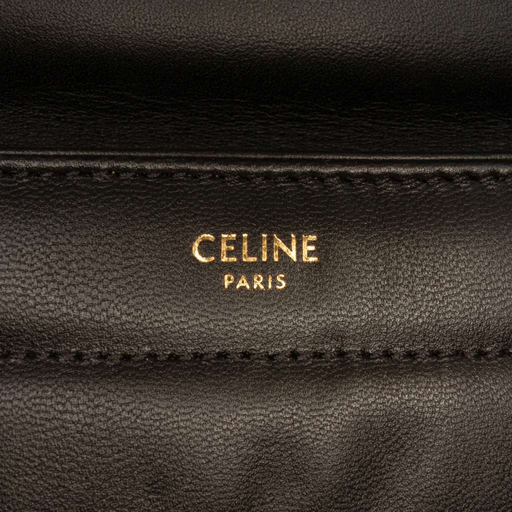 Celine Matelasse Goatskin Monochrome Chain Shoulder Bag Black Leather Very good - Box View