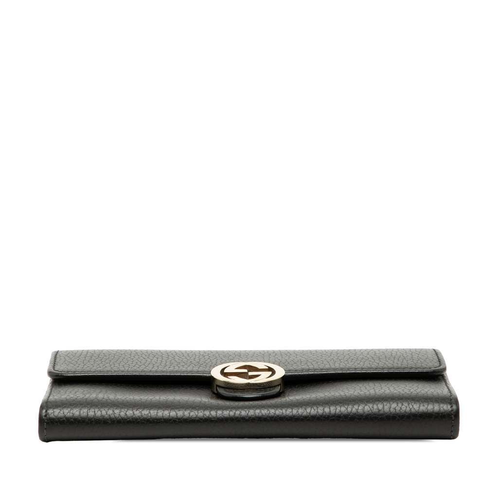 Gucci Dollar Calfskin Interlocking G Continental Wallet Black Leather Very good condition - Inside View