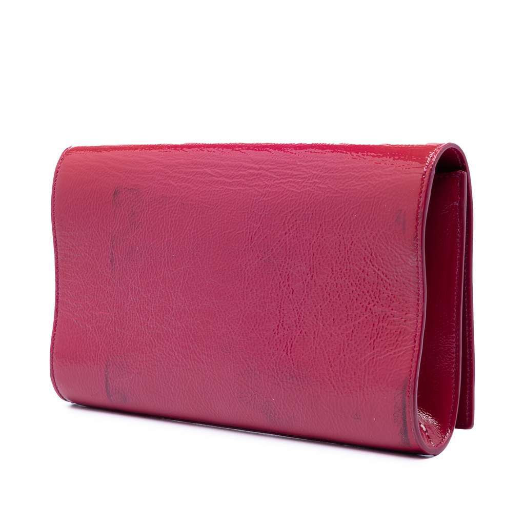 Saint Laurent Large Textured Patent Belle De Jour Clutch Pink Leather Very good - Back View
