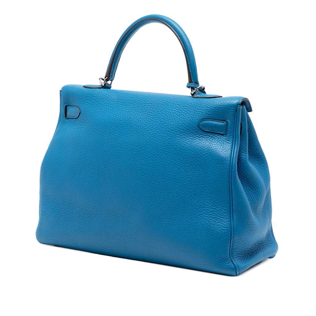 Hermès Togo Kelly II Retourne 35 Blue Leather Very good - Back View