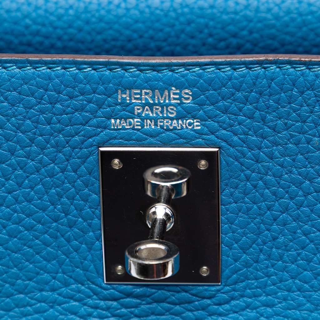 Hermès Togo Kelly II Retourne 35 Blue Leather Very good - Box View