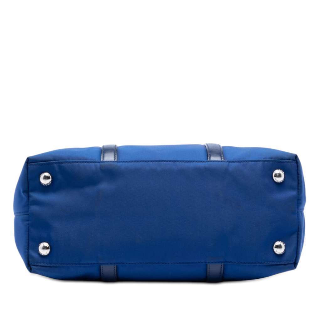 Prada Vitello Trimmed Tessuto Satchel Blue Very good - Inside View