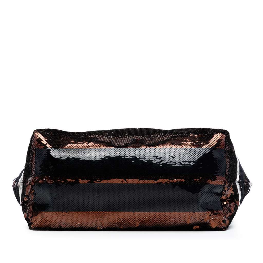 Prada Sequined Satin Stripes Tote Brown Satin Very good - Inside View