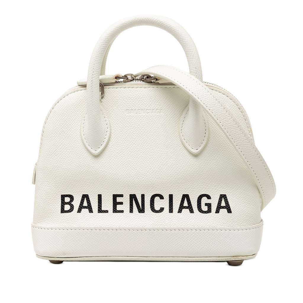 Balenciaga XXS Calfskin Ville Top Handle Bag White Leather Very good - Front View