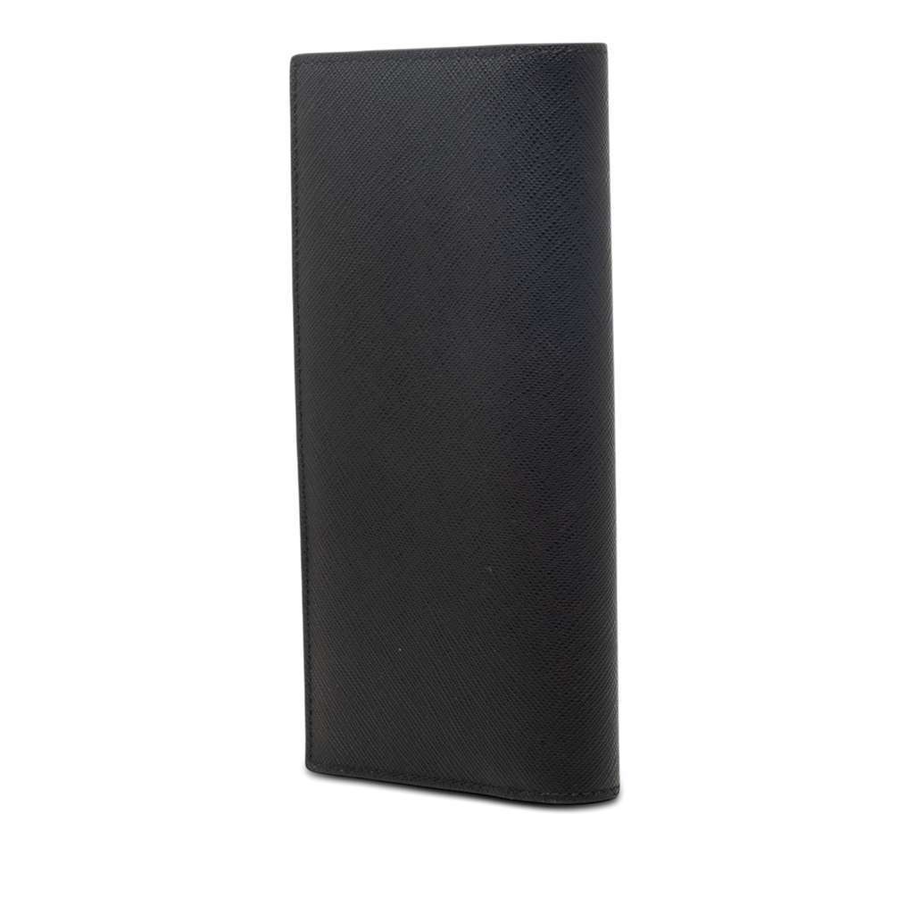 Prada Saffiano Bifold Long Wallet Black Leather Very good - Back View