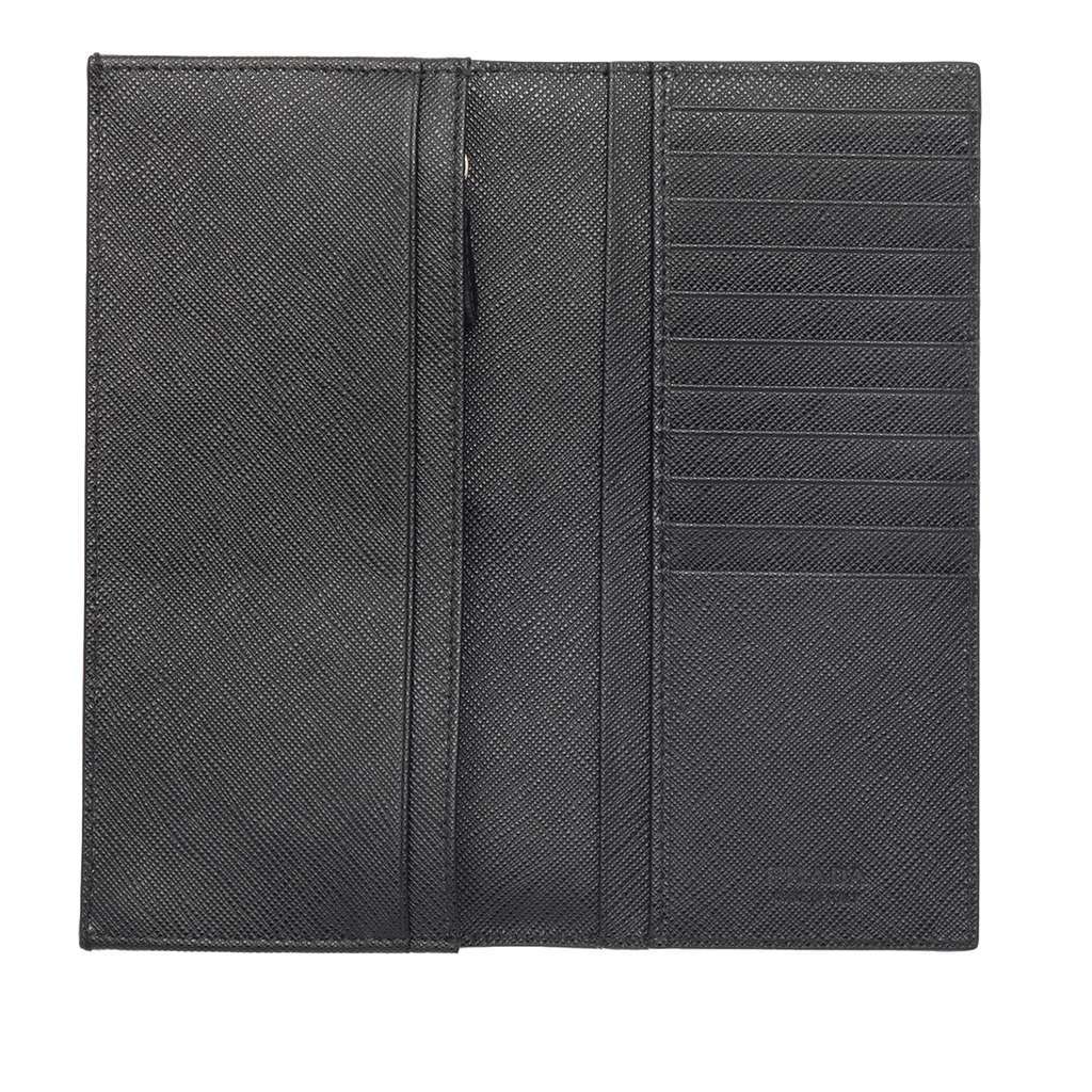 Prada Saffiano Bifold Long Wallet Black Leather Very good - Model View