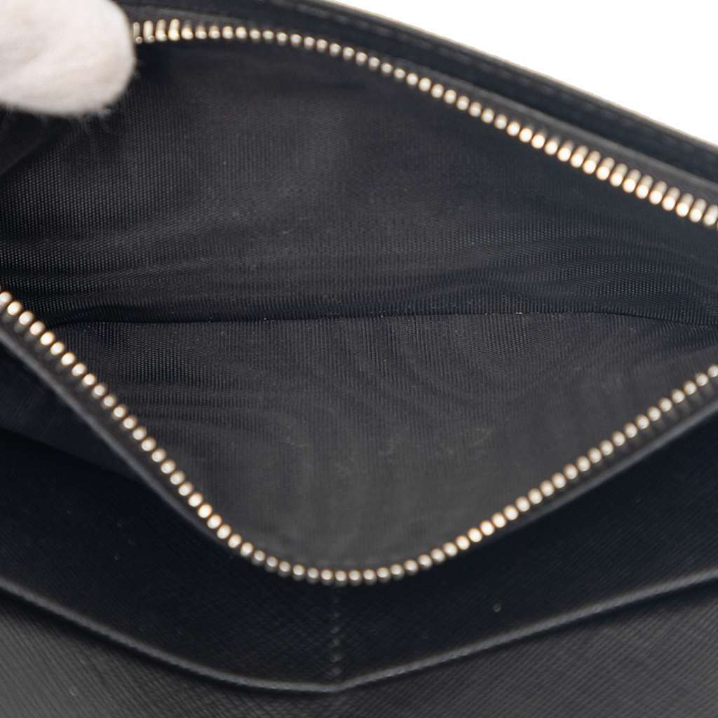 Prada Saffiano Bifold Long Wallet Black Leather Very good - Box View