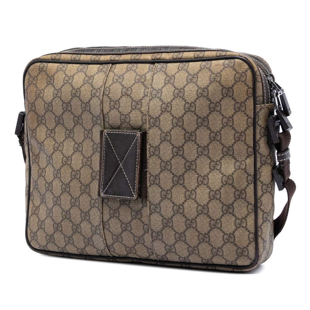 Gucci GG Supreme Interlocking G Crossbody Beige Canvas Very good - Back View