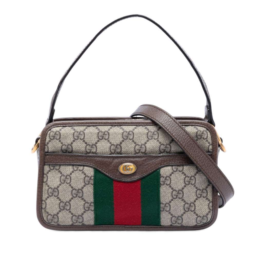 Gucci Small GG Supreme Web Ophidia Top Handle Bag Beige Canvas Very good - Front View
