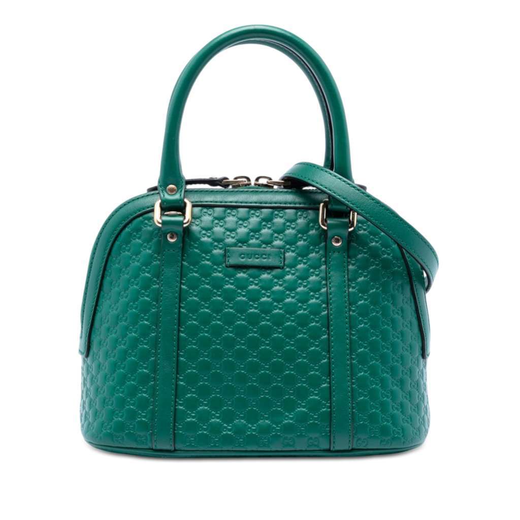 Gucci Mini Microguccissima Dome Satchel Green Leather Very good - Front View