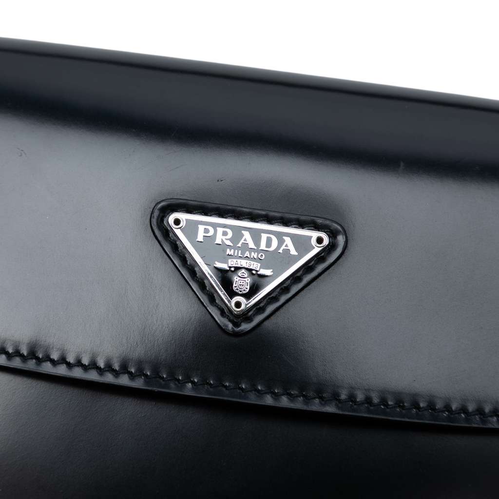 Prada Spazzolato Leather Cleo Flap Shoulder Bag Black Leather Very good condition - Box View