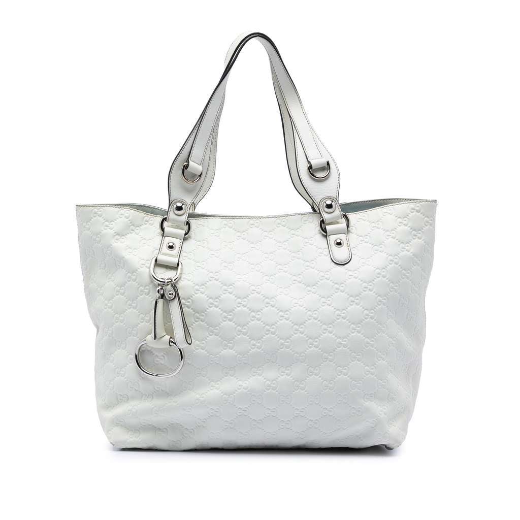 Gucci Medium Guccissima Icon Bit Tote White Leather Very good - Front View