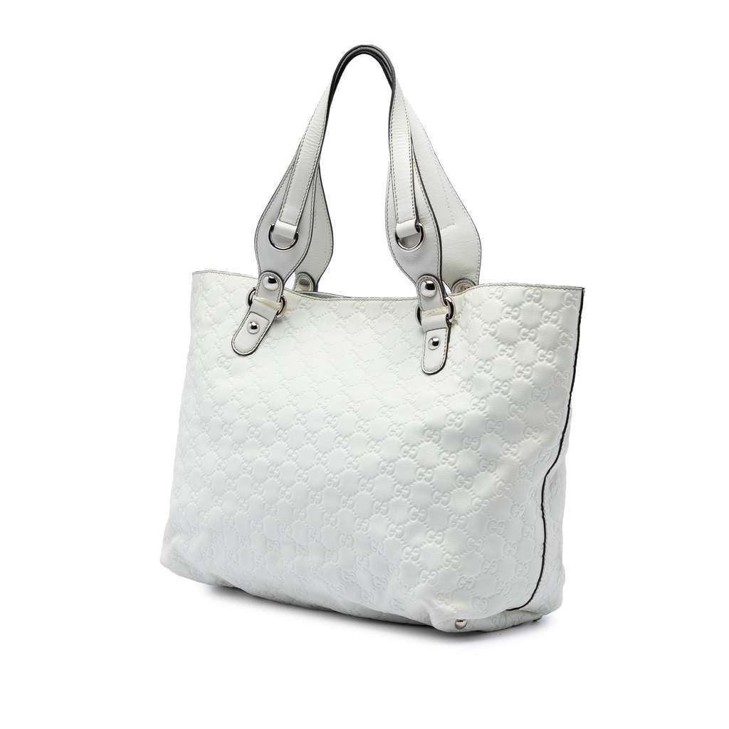 Gucci Medium Guccissima Icon Bit Tote White Leather Very good - Back View