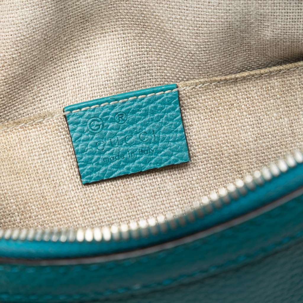 Gucci Mini Leather GG Charm Dome Satchel Blue Leather Very good condition - Box View