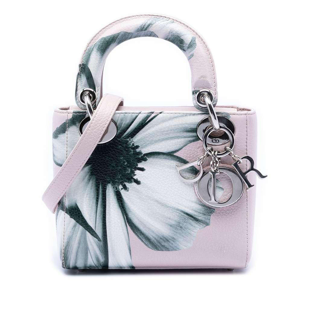 Dior Mini Deerskin Floral Printed Lady Dior Pink Leather Very good - Front View