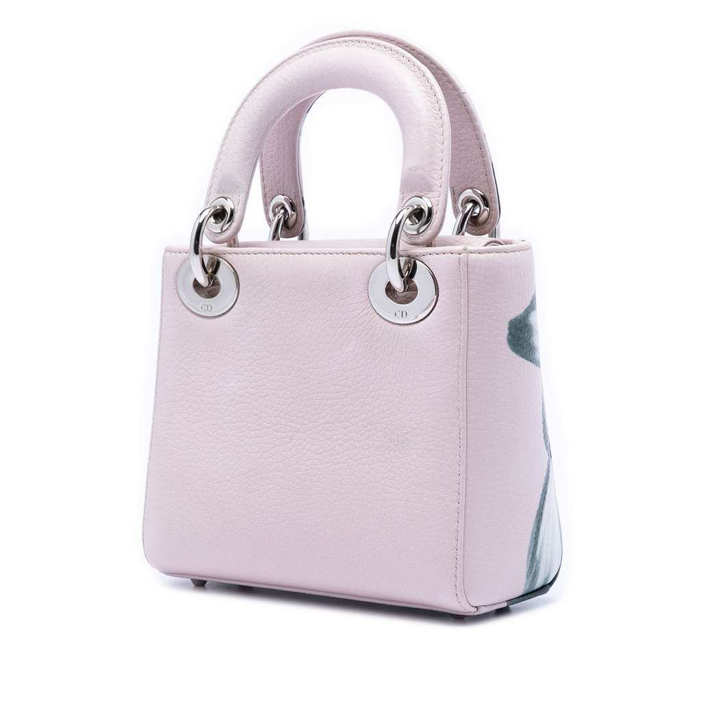 Dior Mini Deerskin Floral Printed Lady Dior Pink Leather Very good - Back View