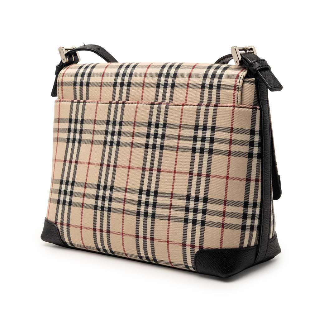 Burberry House Check Canvas Flap Crossbody Beige Canvas Very good - Back View