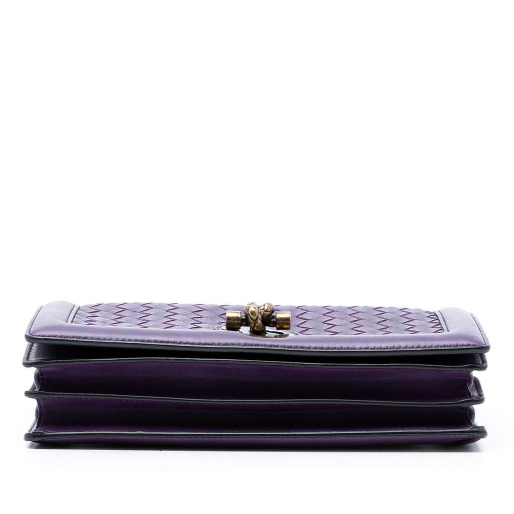 Bottega Veneta Nappa Intrecciato Olimpia Knot Crossbody Purple Leather Very good - Inside View