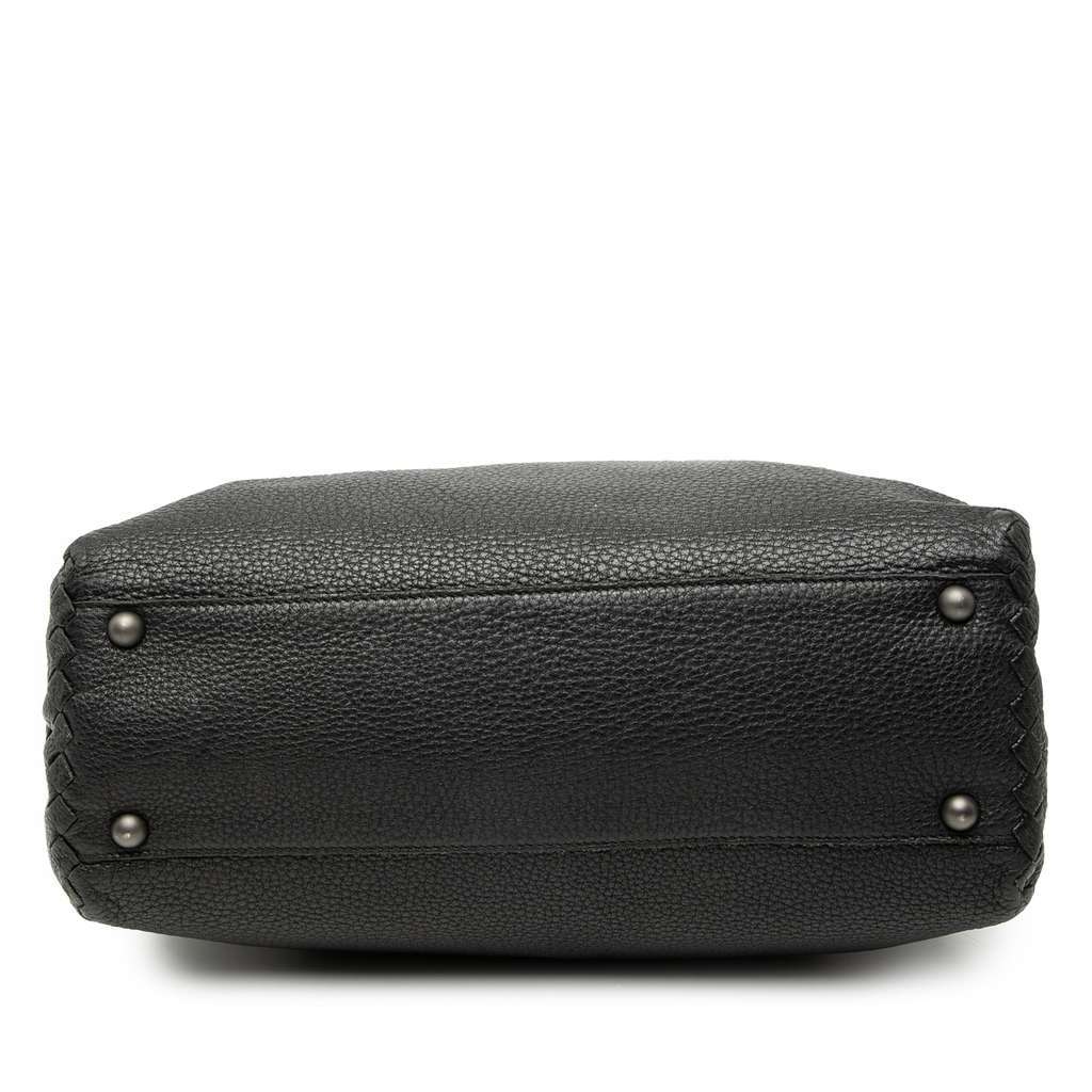 Bottega Veneta Grained Calfskin Intrecciato Tote Black Leather Very good - Inside View