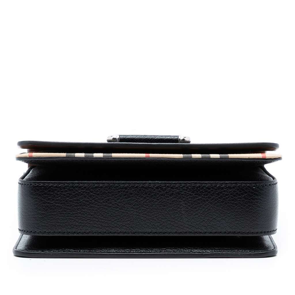 Burberry Small House Check Trimmed Goatskin D Ring Crossbody Black Leather Very good - Inside View