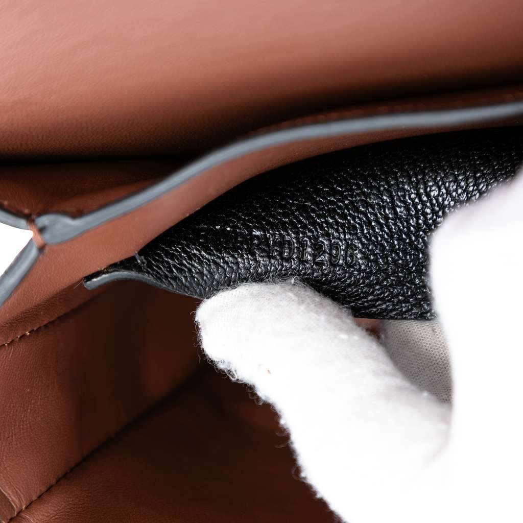 Burberry Small House Check Trimmed Goatskin D Ring Crossbody Black Leather Very good - Box View