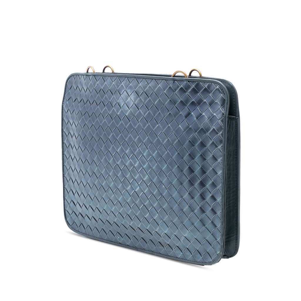 Bottega Veneta Nappa Intrecciato Shoulder Bag Blue Leather Very good - Back View