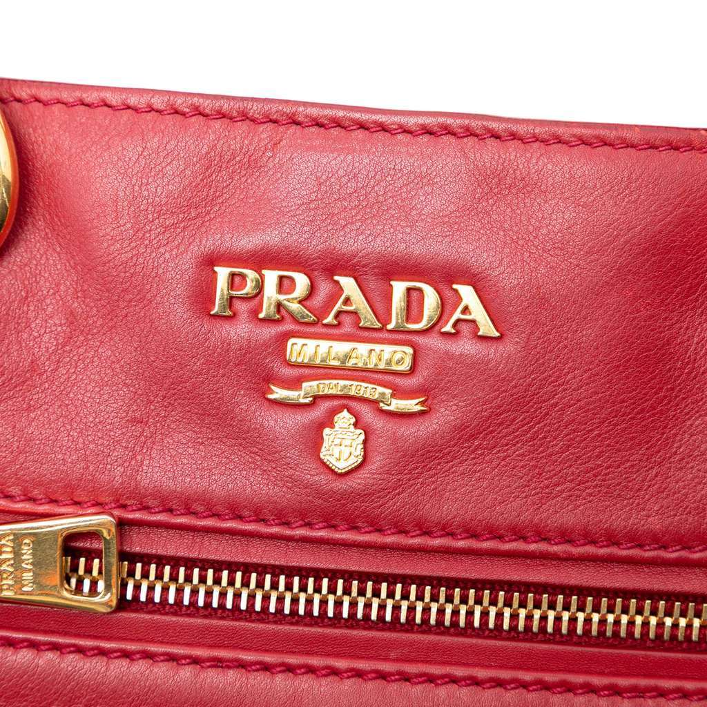 Prada Vitello Daino Open Convertible Tote Red Leather Very good - Box View
