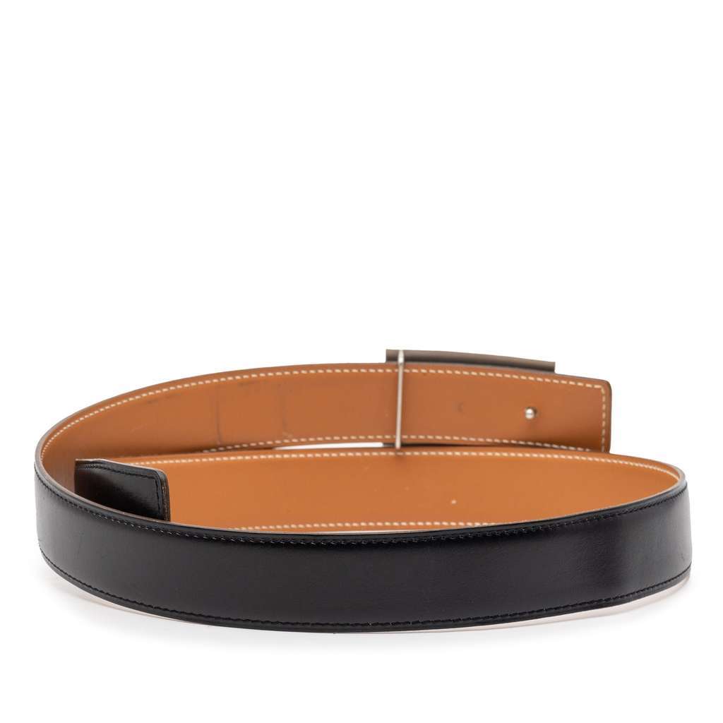 Hermès Box Calf H Plate Reversible Belt Black Leather Very good - Inside View