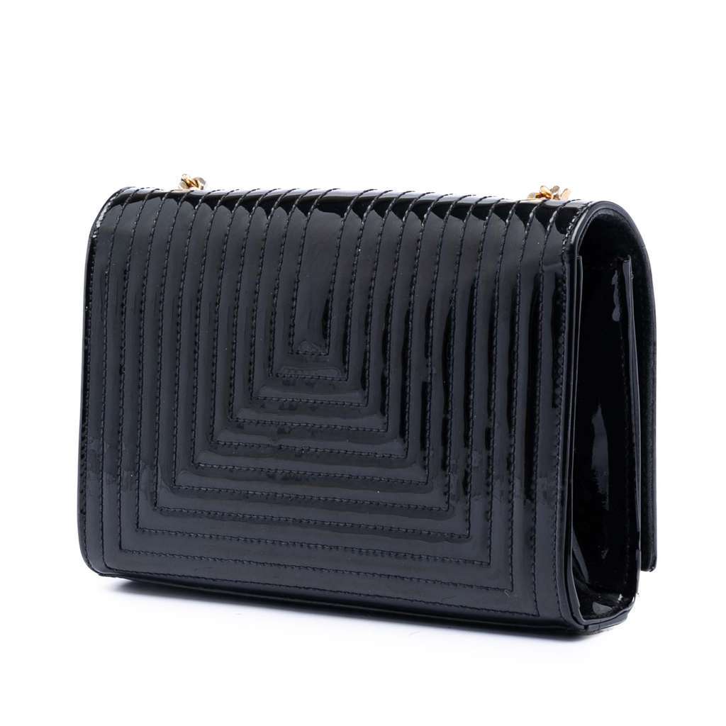 Saint Laurent Small Quilted Patent Monogram Kate Tassel Crossbody Black Leather Very good - Back View