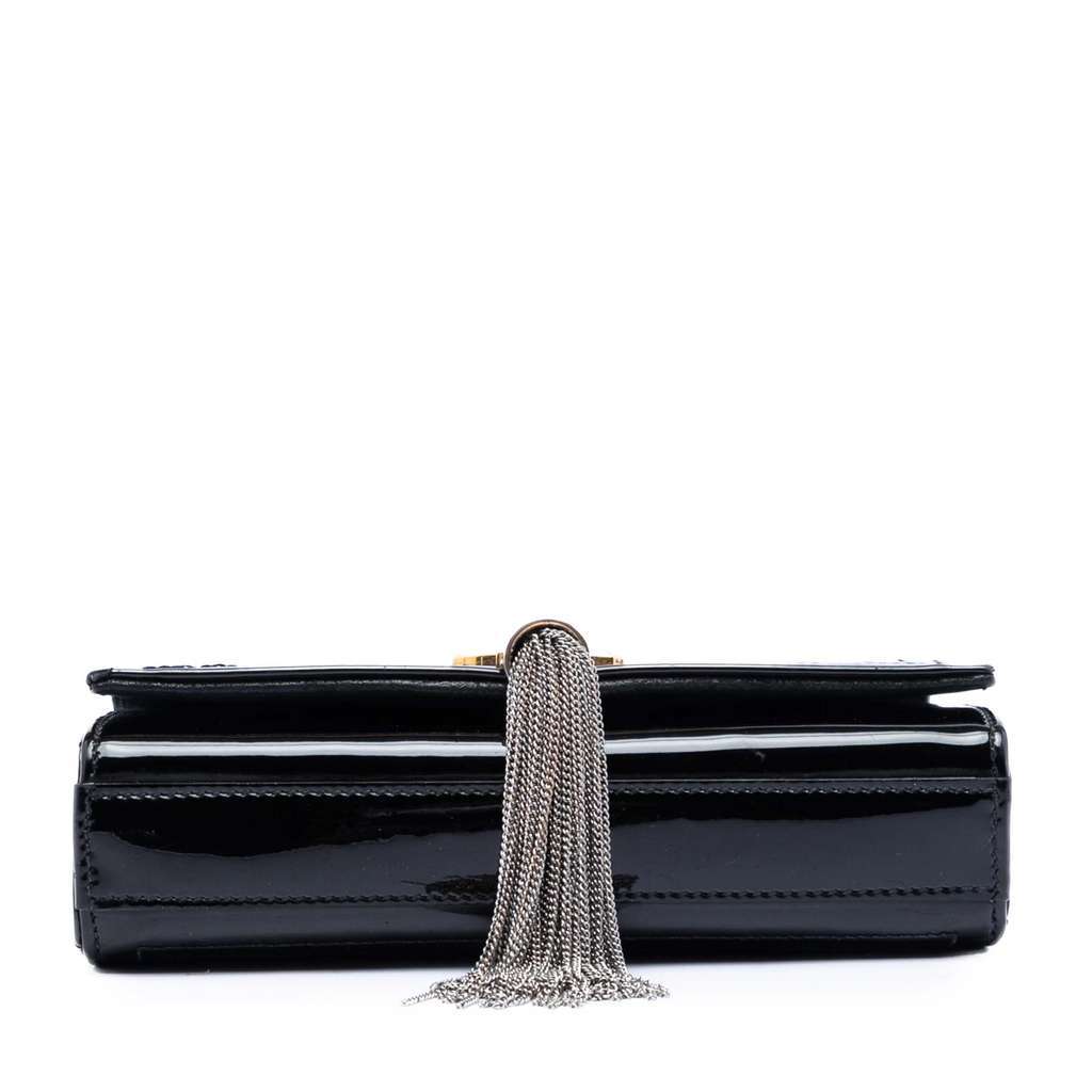 Saint Laurent Small Quilted Patent Monogram Kate Tassel Crossbody Black Leather Very good - Inside View