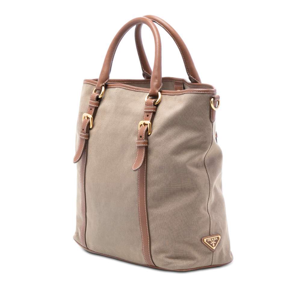 Prada Canvas Canapa Logo Satchel Beige Very good - Back View