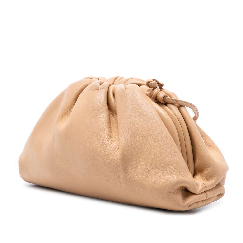 Bottega Veneta Lambskin The Mini Pouch Crossbody Brown Leather Very good - Back View
