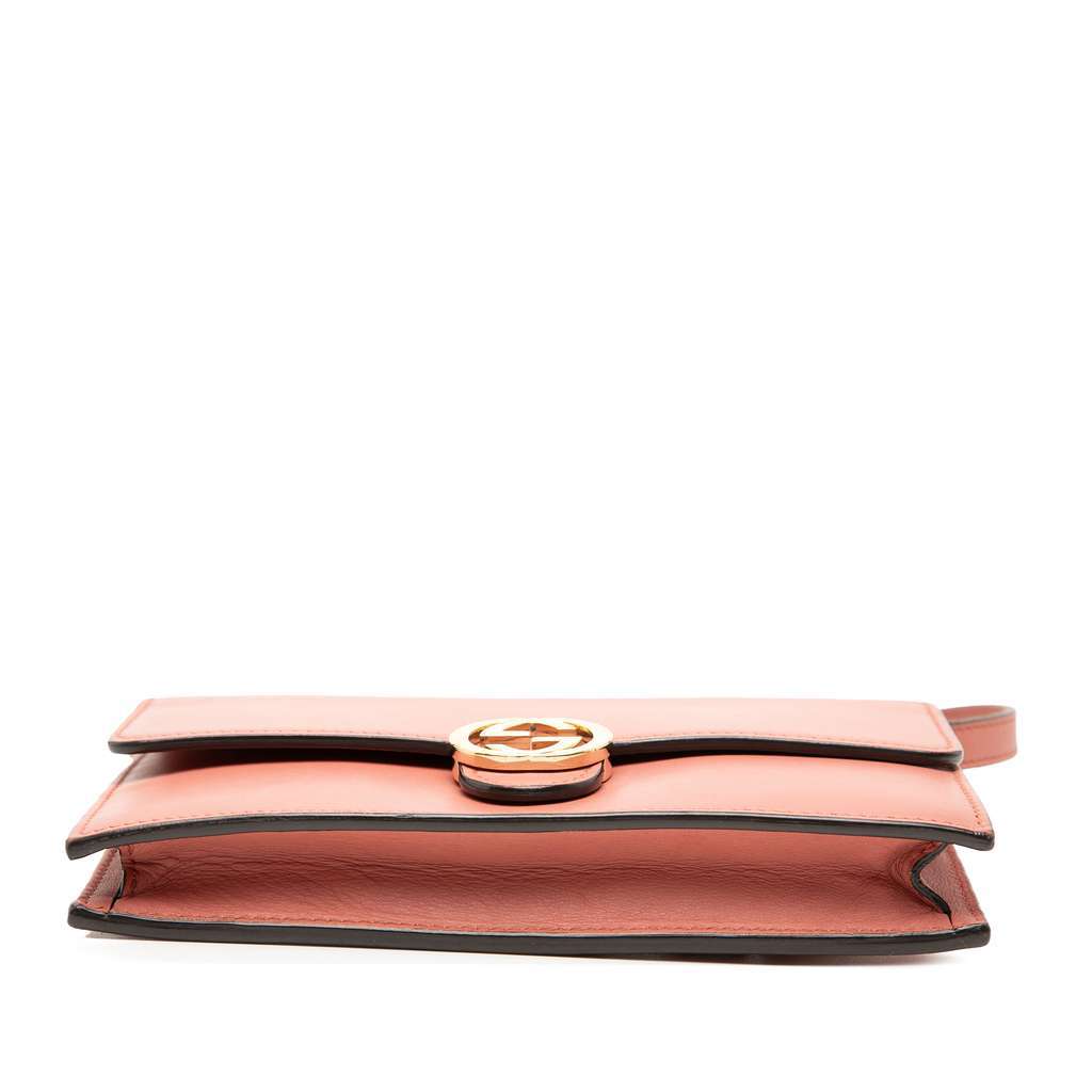 Gucci Leather Interlocking G Dollar Wallet On Strap Pink Leather Very good - Inside View