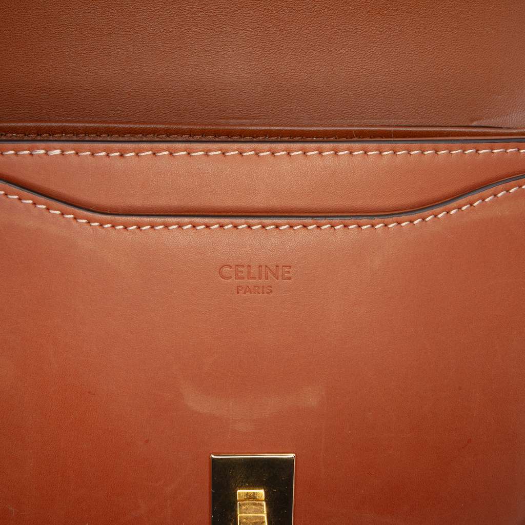 Celine Small Calfskin Besace 16 Crossbody Brown Leather Very good - Box View