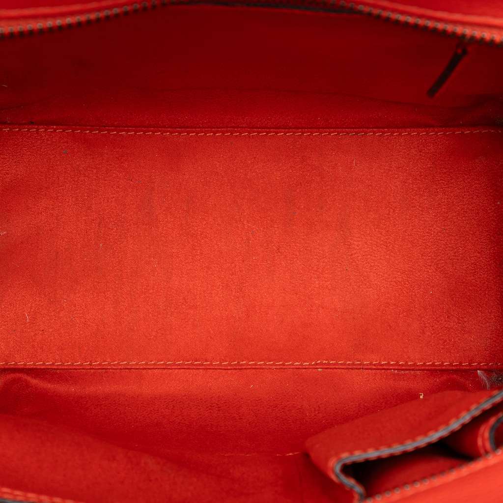 Celine Micro Leather Luggage Tote Orange Leather Very good - Model View