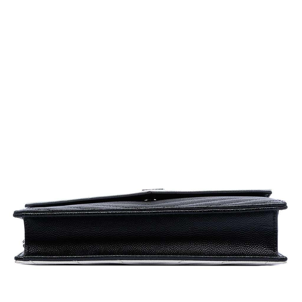Saint Laurent Bicolor Grain De Poudre Chevron Monogram Envelope Chain Wallet Black Leather Very good - Inside View