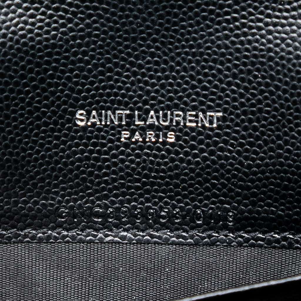 Saint Laurent Bicolor Grain De Poudre Chevron Monogram Envelope Chain Wallet Black Leather Very good - Box View
