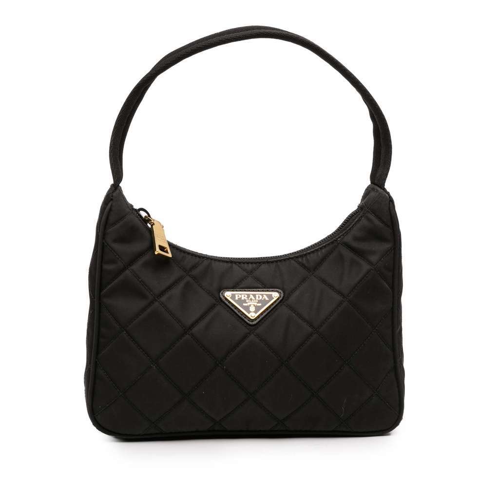 Prada Impuntu Re Nylon Shoulder Bag Black Very good - Front View