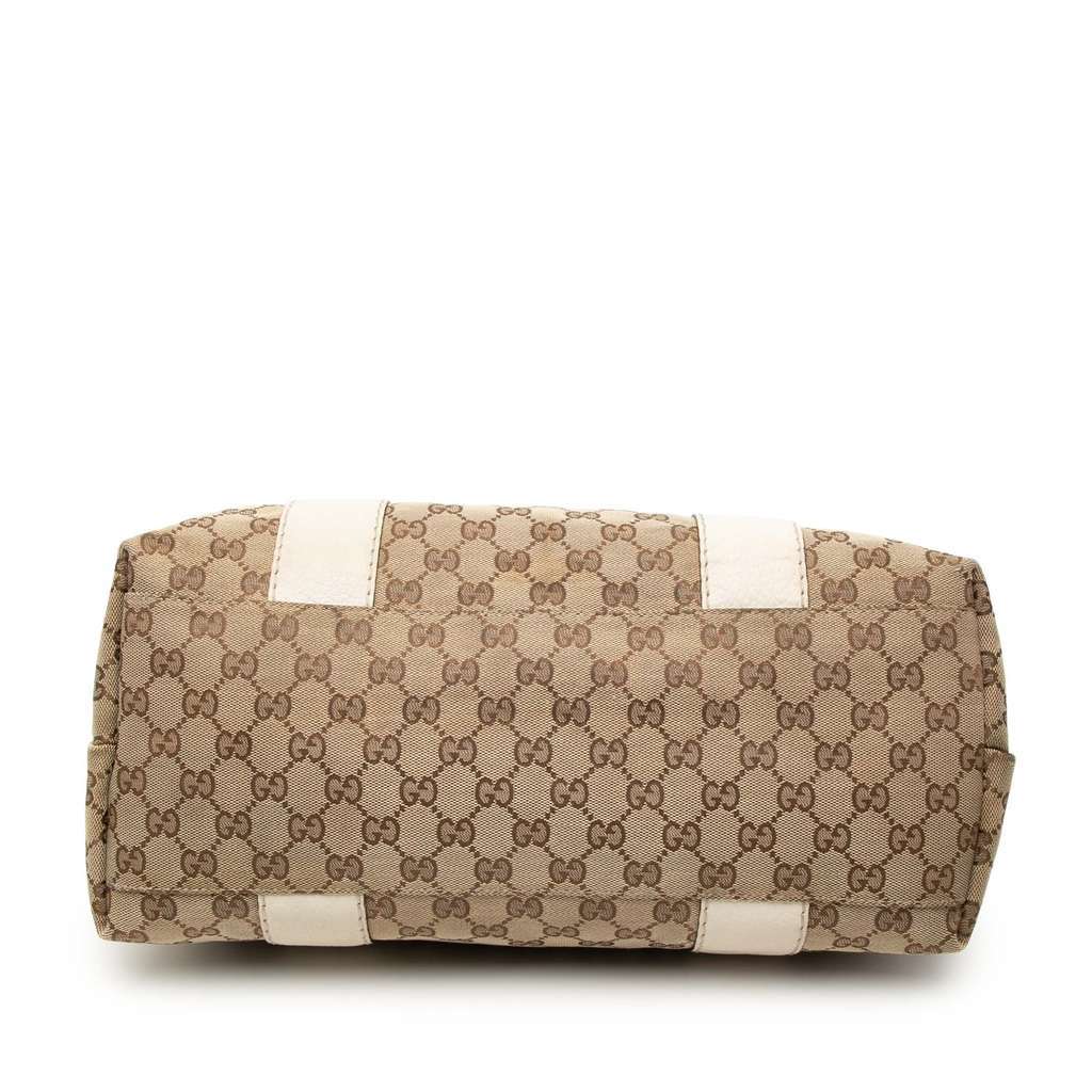 Gucci Medium GG Canvas Bamboo Libeccio Tote Beige Canvas Good - Inside View